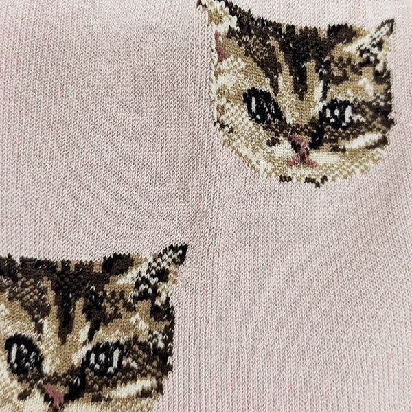 【レディース】ヌネットフェイス総柄 ロークルー丈ソックス(サンドベージュ)