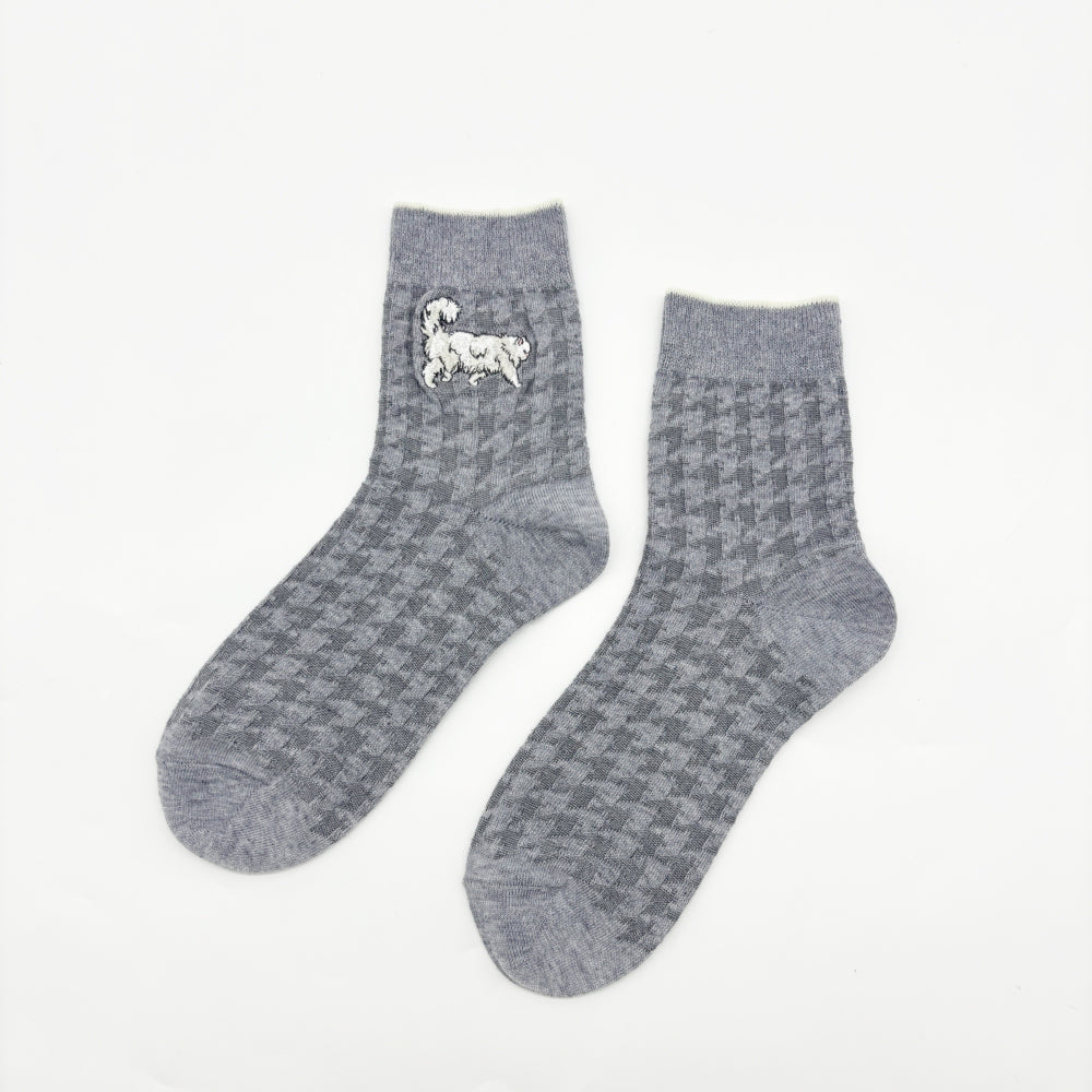 【レディース】千鳥柄ジプシー刺繍レディースソックス