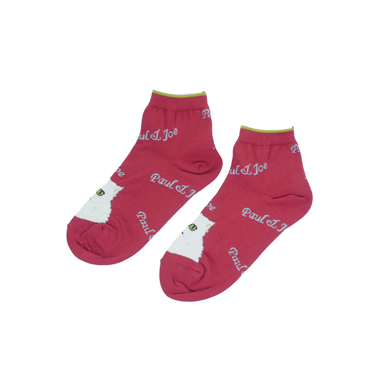 【レディース】ジプシーフロント柄 アンクル丈レディースソックス(レッド)