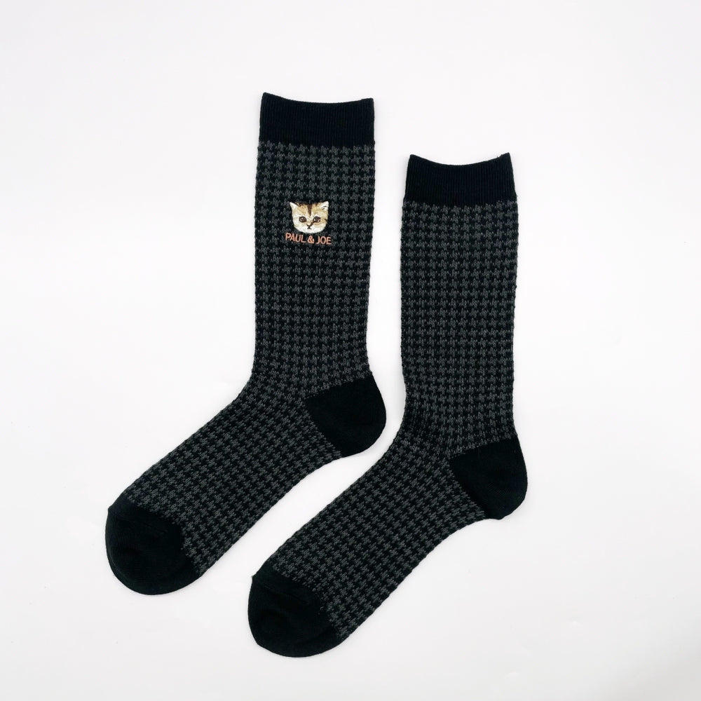 【メンズ】ジャガード千鳥ヌネット刺繍 ソックス