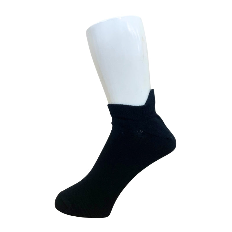 【メンズ】ヌネットかかと刺繍柄 ショートソックス(ブラック)