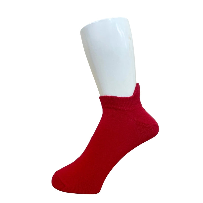 【メンズ】ヌネットかかと刺繍柄 ショートソックス(レッド)