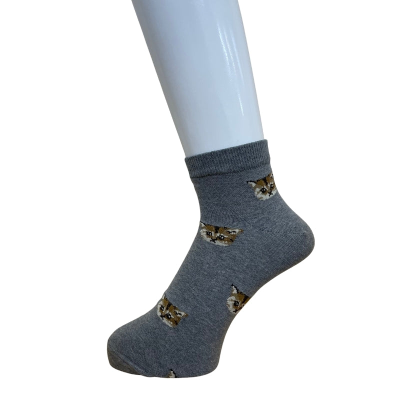 【メンズ】ヌネットフェイス総柄 ショートソックス(グレー)