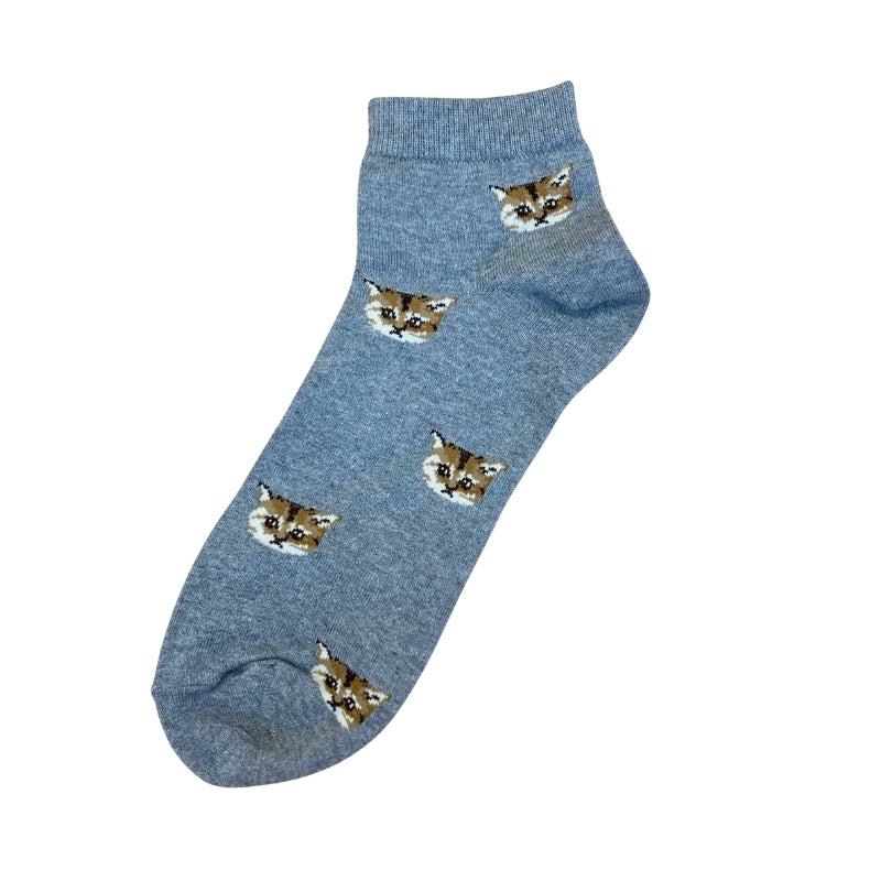 【メンズ】ヌネットフェイス総柄 ショートソックス(グレー)