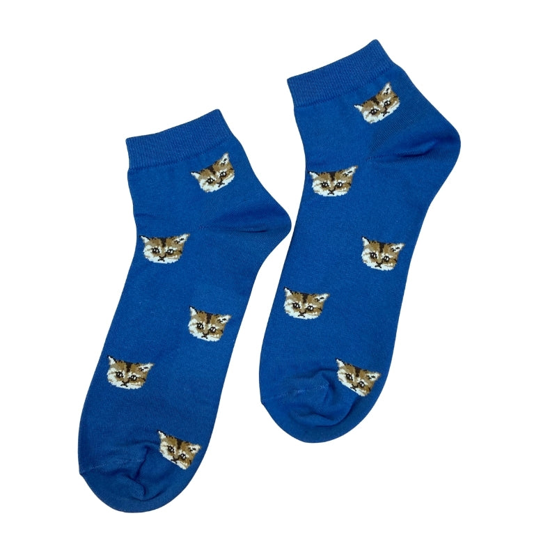 【メンズ】ヌネットフェイス総柄 ショートソックス(ネイビー)