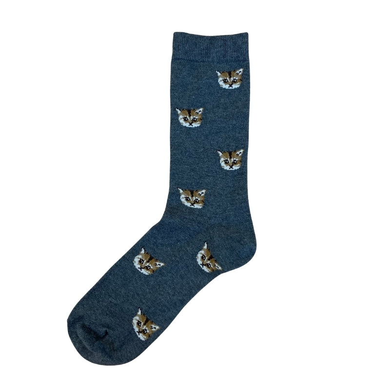 【メンズ】ヌネットフェイス総柄 クルー丈ソックス(チャコール)