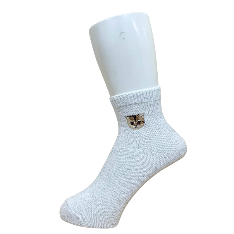 ラメ無地ヌネットワンポイント刺繍 ショートソックス(ホワイト)