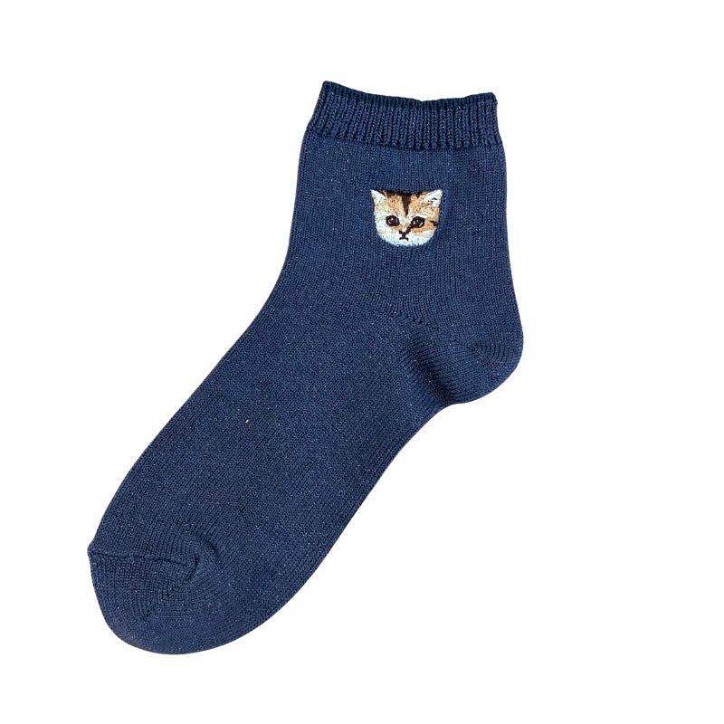 ラメ無地ヌネットワンポイント刺繍 ショートソックス(チャコール)