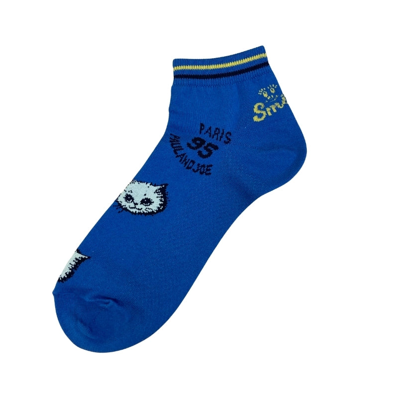 【メンズ】レトロワッペン風総柄 ショート丈ソックス(ネイビー)