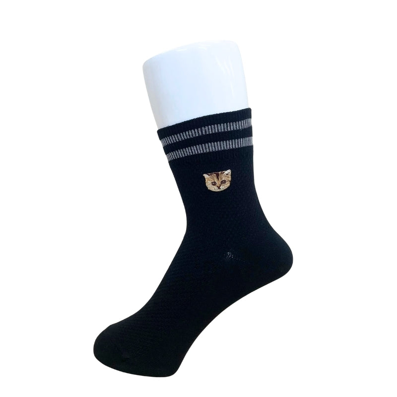 カノコヌネット刺繍柄 ロークルー丈ソックス(ブラック)