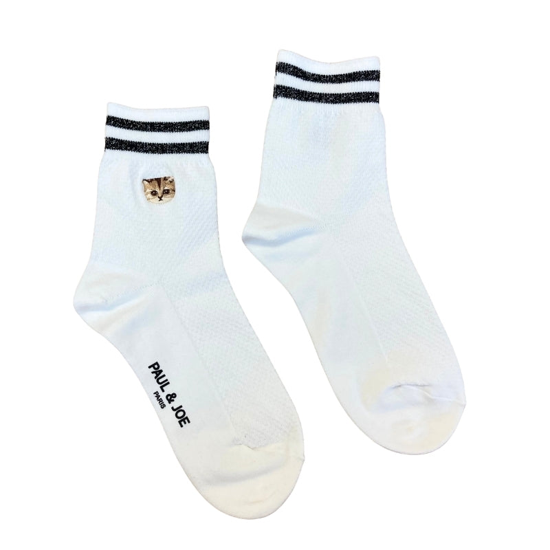 カノコヌネット刺繍柄 ロークルー丈ソックス(ホワイト)