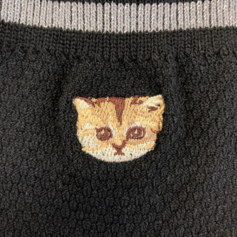 カノコヌネット刺繍柄 ロークルー丈ソックス(ブラック)