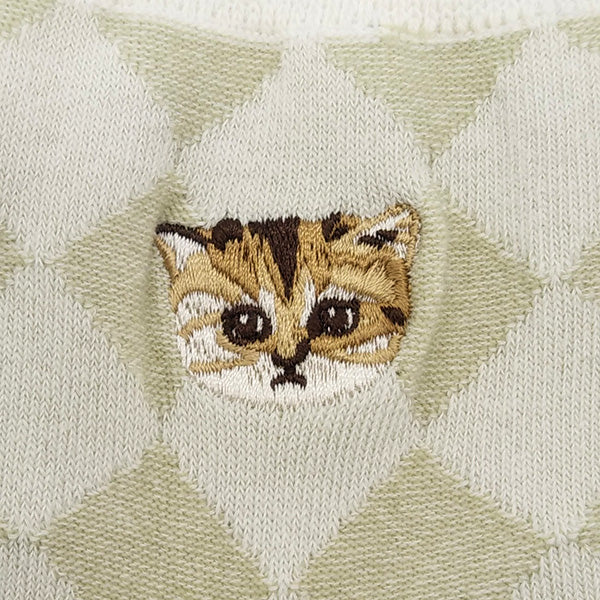 【メンズ】ダイヤ柄ヌネット刺繍ソックス(アイボリー)