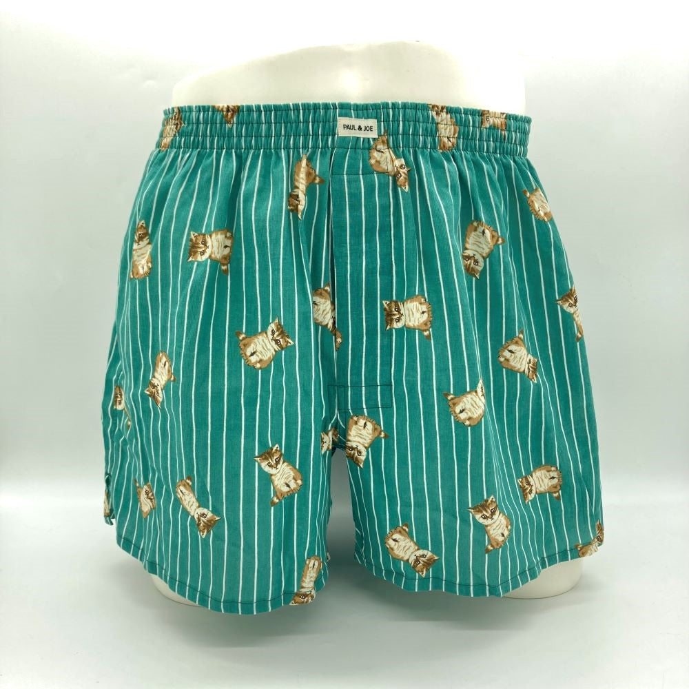 ピケ楊柳ストライプお座りヌネット柄(エメラルドグリーン)