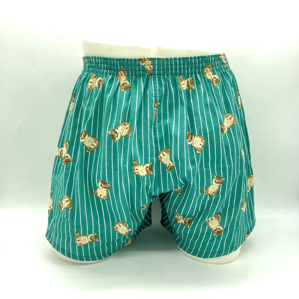 ピケ楊柳ストライプお座りヌネット柄(エメラルドグリーン)