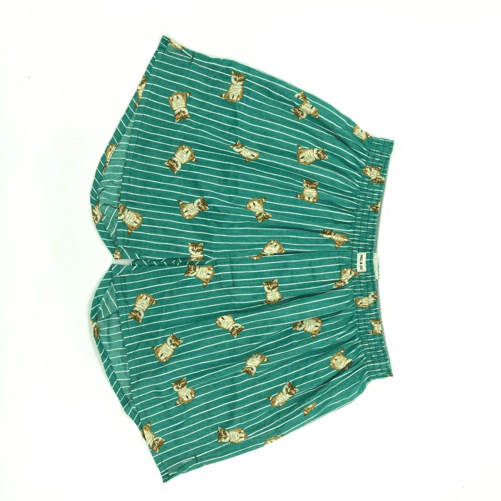 ピケ楊柳ストライプお座りヌネット柄(エメラルドグリーン)