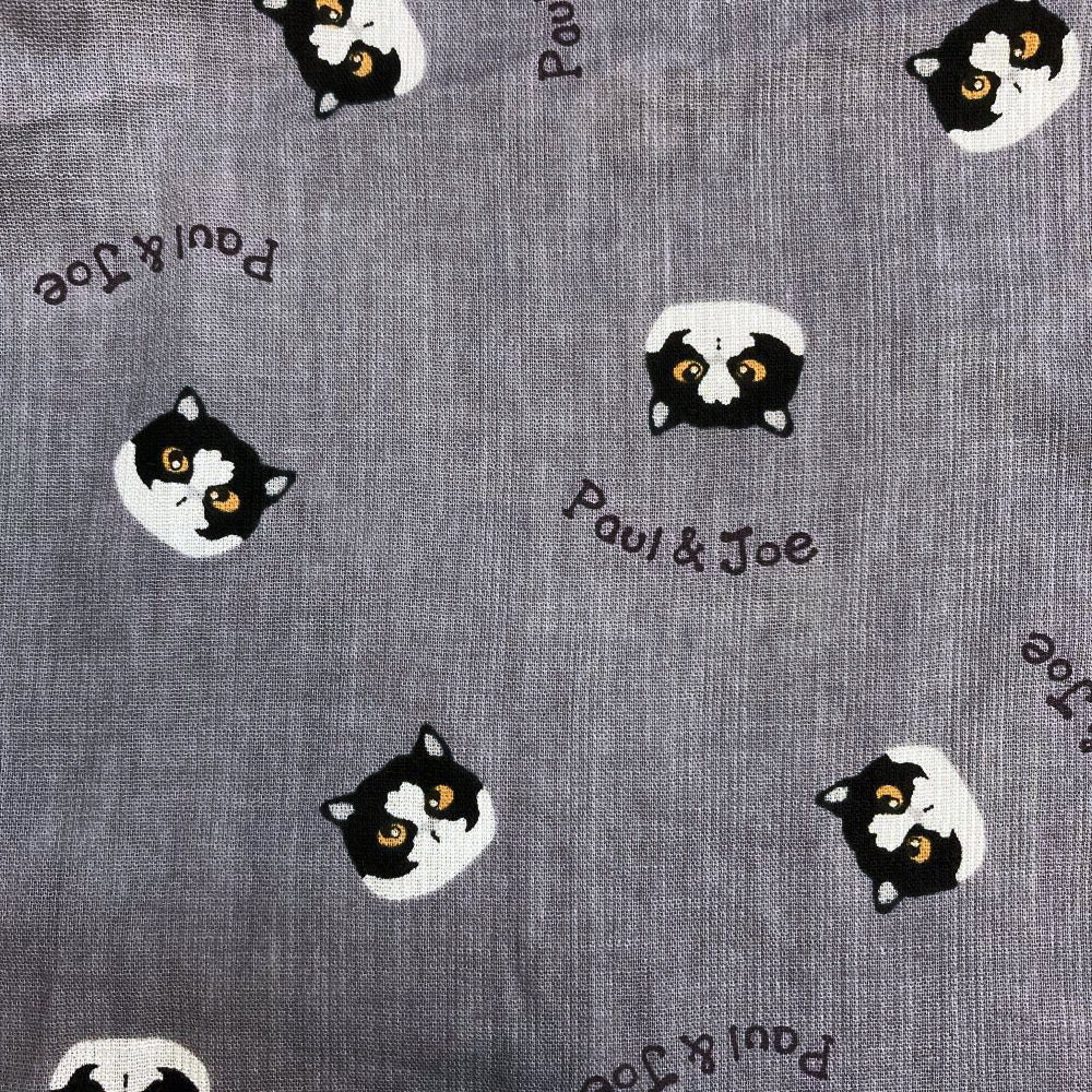 ピケ楊柳黒白ハチワレ猫柄PT(Mグレー)