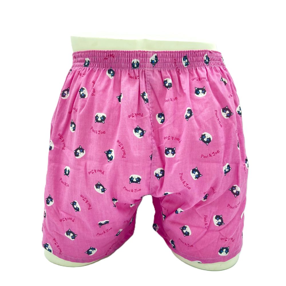 ピケ楊柳黒白ハチワレ猫柄PT(ピンク)