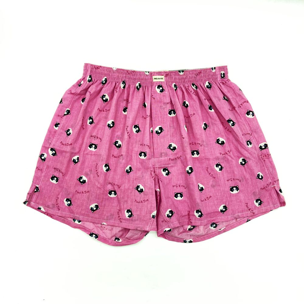 ピケ楊柳黒白ハチワレ猫柄PT(ピンク)