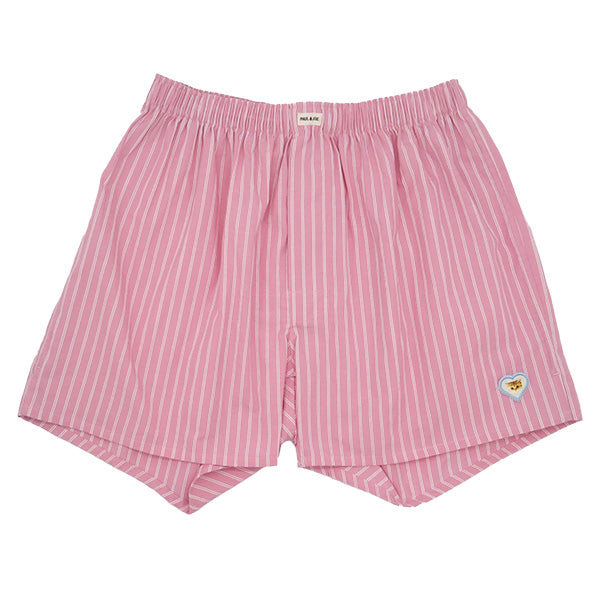 ストライプ柄ハートワッペン(ピンク)