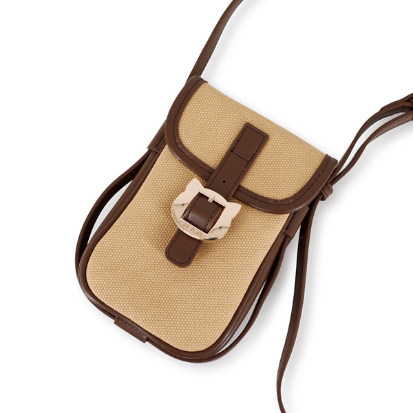 キャンバスコンビ スリムポシェット ブラウン