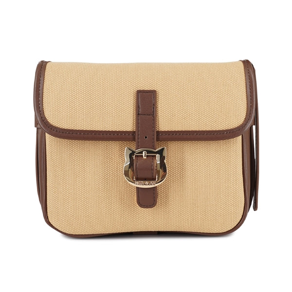 キャンバスコンビ ショルダーバッグ ブラウン