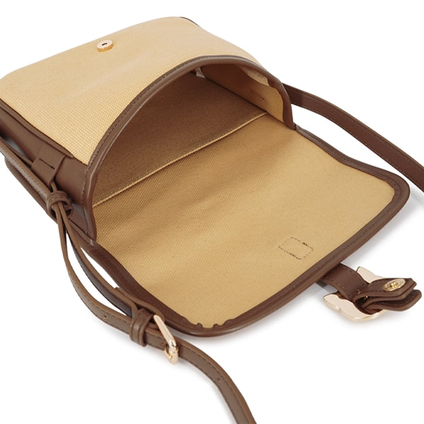 キャンバスコンビ ショルダーバッグ ブラウン