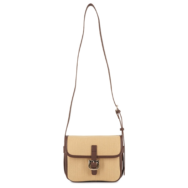 キャンバスコンビ ショルダーバッグ ブラウン