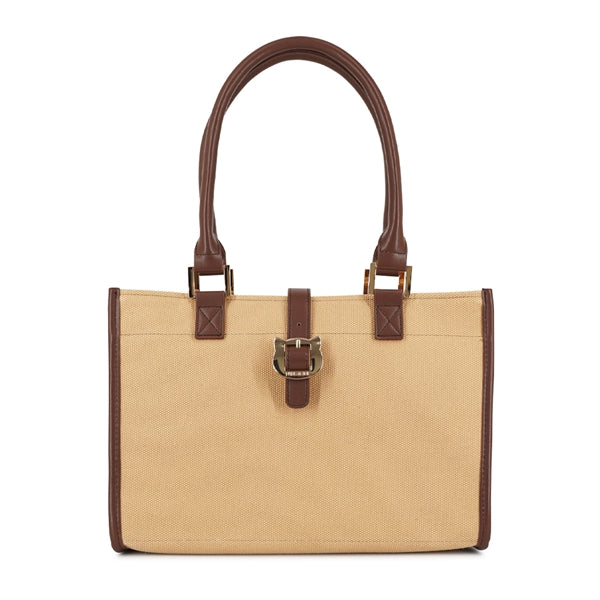 キャンバスコンビ トートバッグ ブラウン