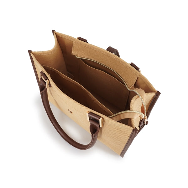 キャンバスコンビ トートバッグ ブラウン