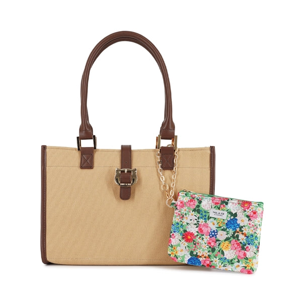 キャンバスコンビ トートバッグ ブラウン