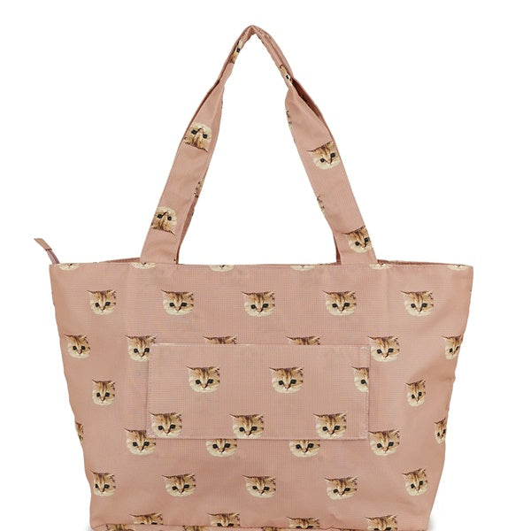 ヌネット総柄 折りたたみトート ダスティーピンク