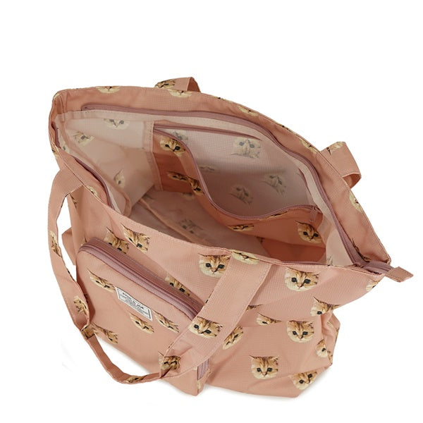 ヌネット総柄 折りたたみトート ダスティーピンク