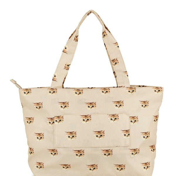 ヌネット総柄 折りたたみトート ベージュ