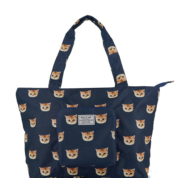 ヌネット総柄 折りたたみトート ネイビー