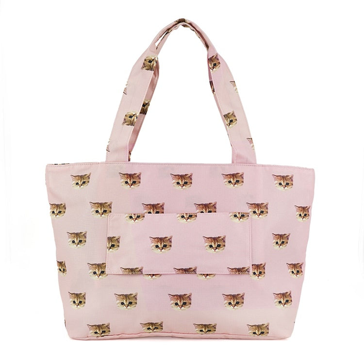 ヌネット総柄 折りたたみトートバッグ(ピンク)