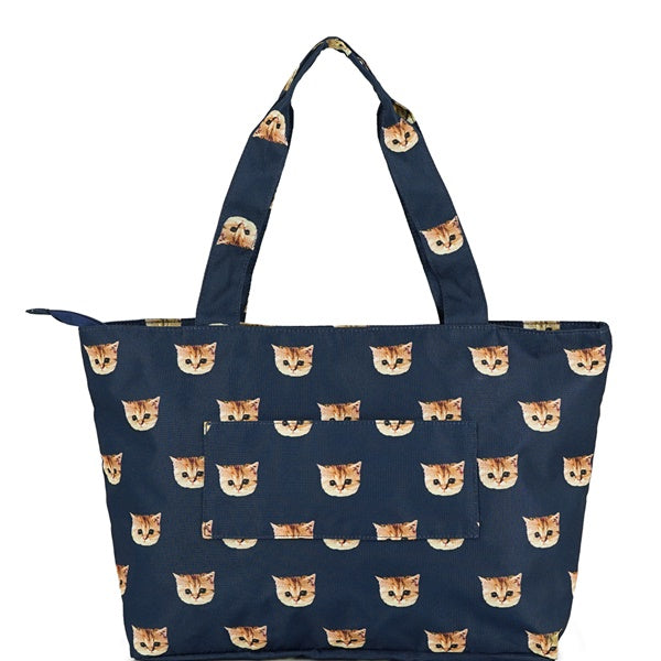 ヌネット総柄 折りたたみトート ネイビー