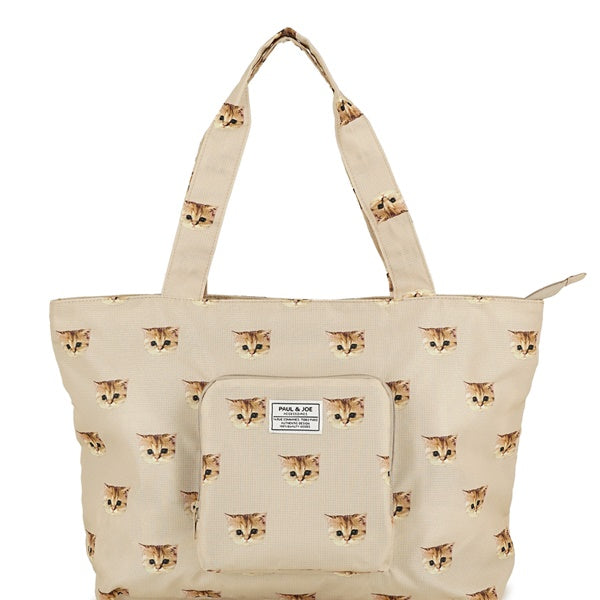 ヌネット総柄 折りたたみトート ベージュ