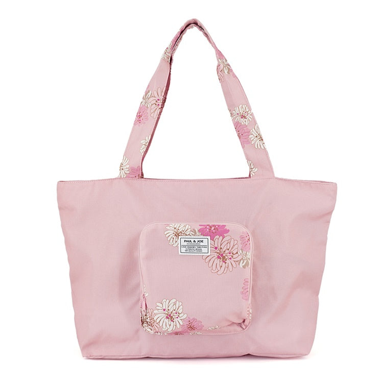 クリザンテーム柄 折りたたみトートバッグ(ピンク)