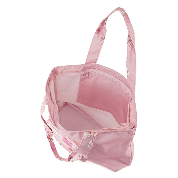 クリザンテーム柄 折りたたみトートバッグ(ピンク)