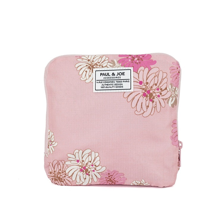 クリザンテーム柄 折りたたみトートバッグ(ピンク)