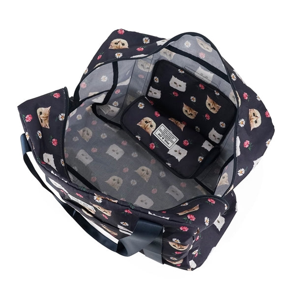 折りたたみボストンバッグ ジプシー&ヌネット総柄(ネイビー)