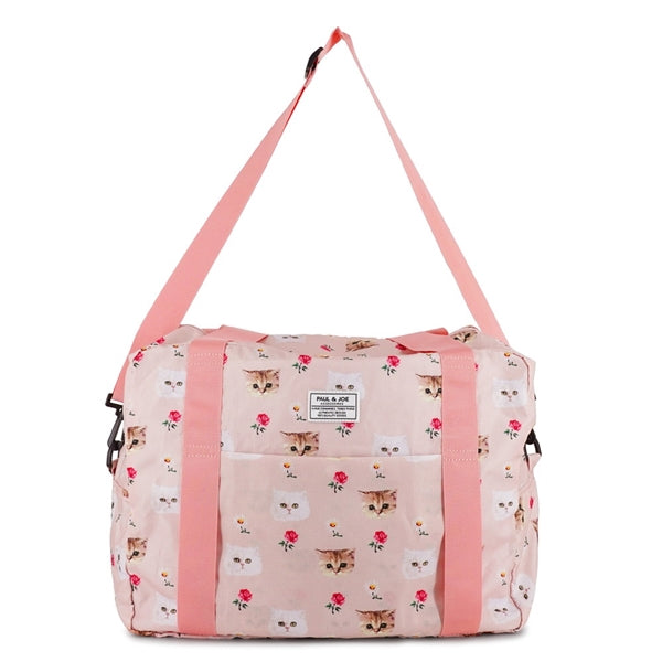 折りたたみボストンバッグ ジプシー&ヌネット総柄(ピンク)