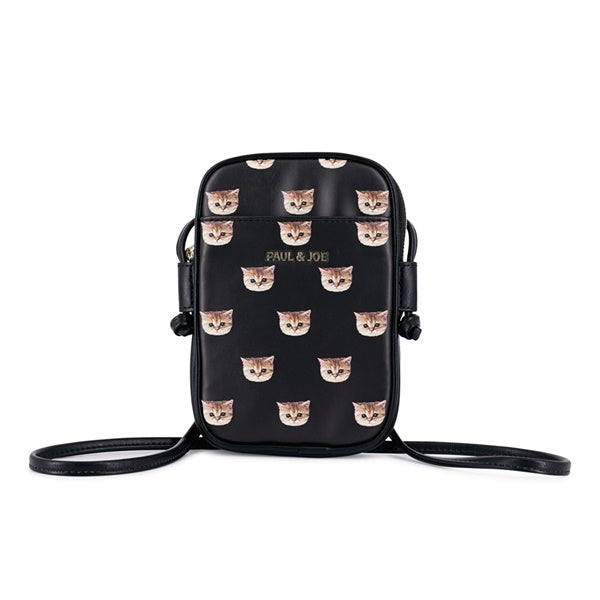 ヌネット合皮総柄 ミニポシェット(ブラック)