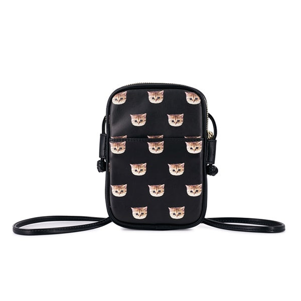 ヌネット合皮総柄 ミニポシェット(ブラック)