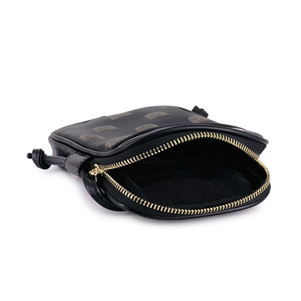 ヌネット合皮総柄 ミニポシェット(ブラック)