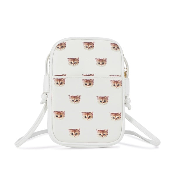 ヌネット合皮総柄 ミニポシェット(アイボリー)