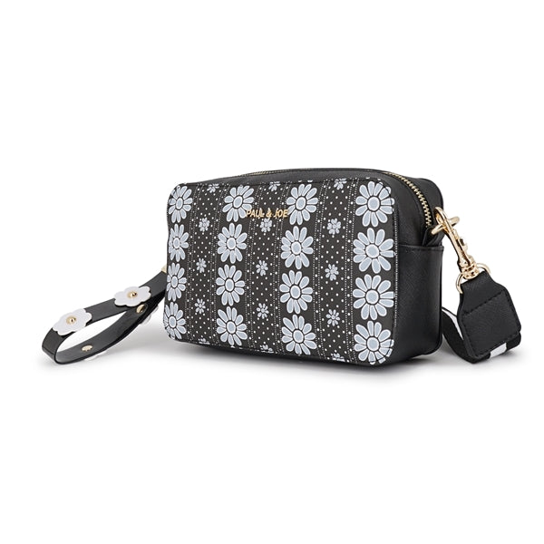フラワープリント ミニショルダー ブラック