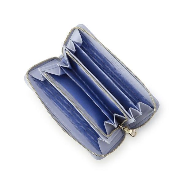 エンボス ラウンド束入れ ブルー