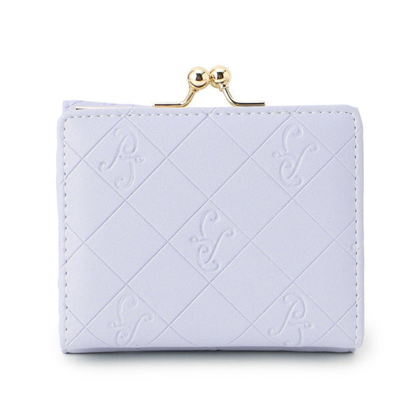 エンボス 口金ミニ財布 ブルー